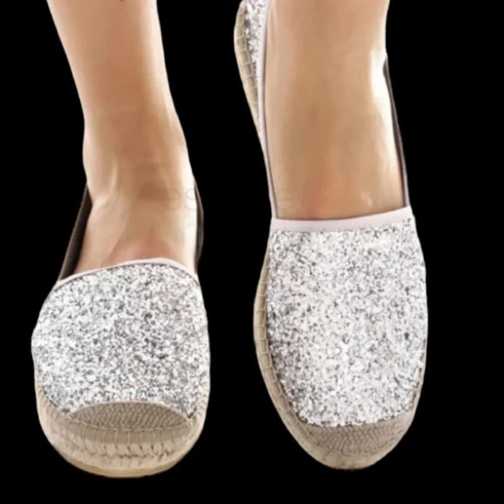 Vidorreta glitter gold silver espadrille size 39 made in Spain US 9